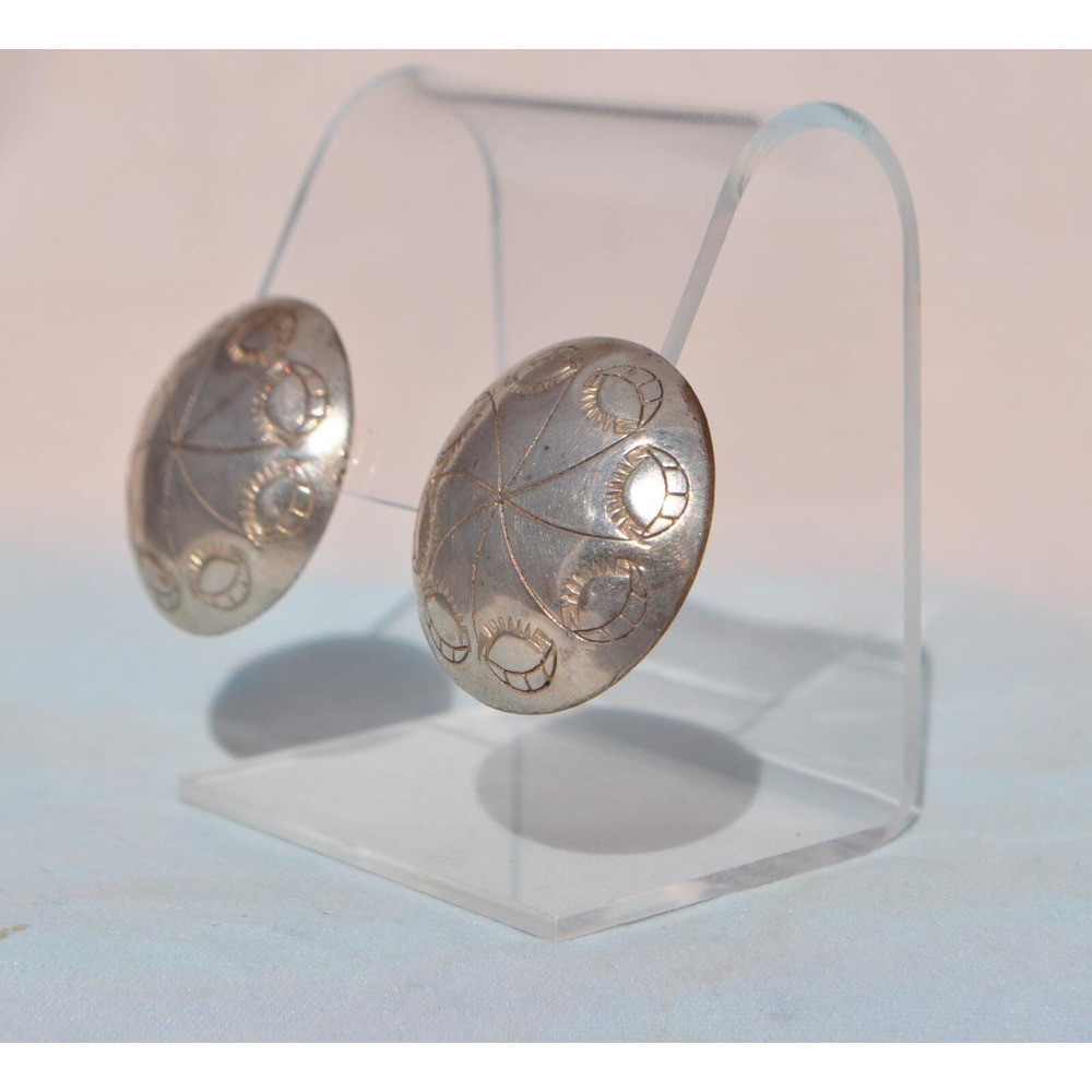Old Pawn Native American‎ Indian Sterling Silver Earrings - Picture 3 of 4
